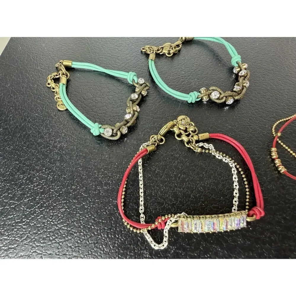 Chloe + Isabel Bead and Chain Rhinestone Turquoise Pink Red Lot Of 4